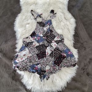 Racerback Floral 1 Pocket Sleeveless Romper